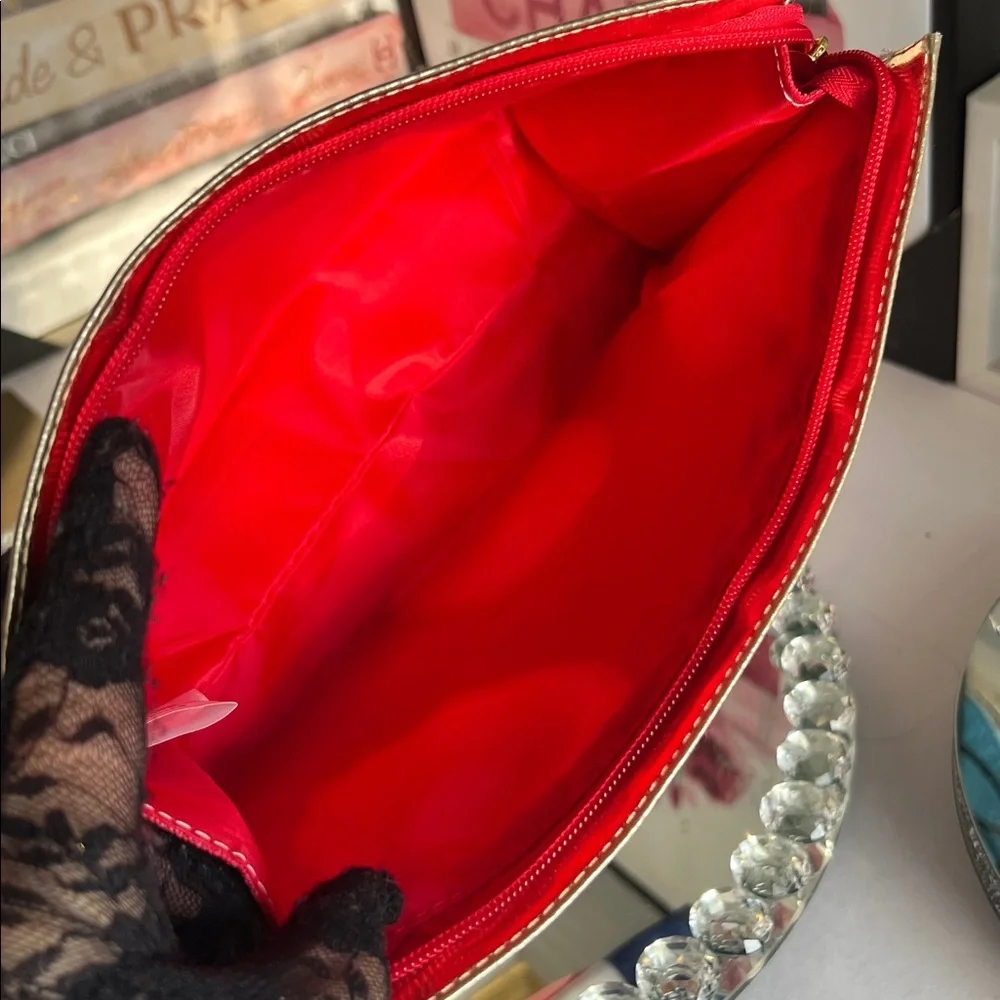 Elizabeth Arden Red and White Dotted clutch  or Cosmetic Case